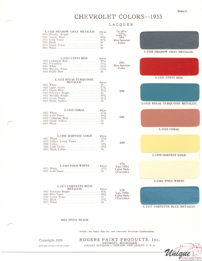 1955 Chev Paint Charts Rogers 2